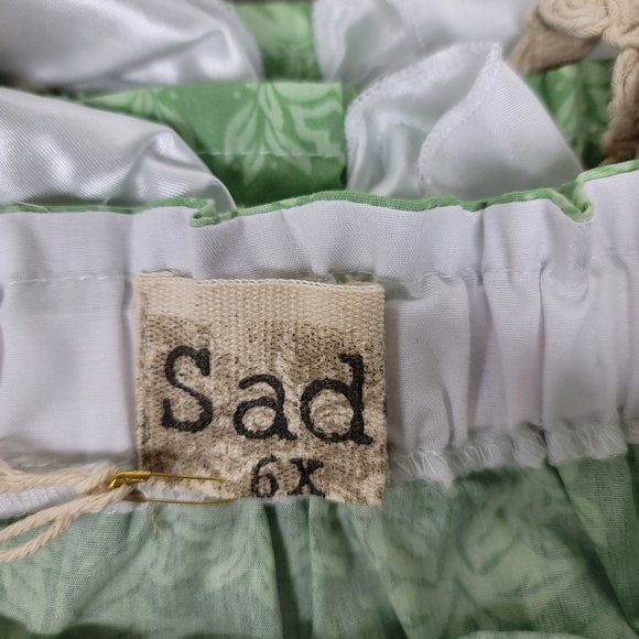 Sado NWT green boho Fleur-de-lis lace strappy tank top with big bow detail SZ 6x - Picture 2 of 6